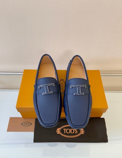 Tods Litchi Grain Suede Leather Loafers