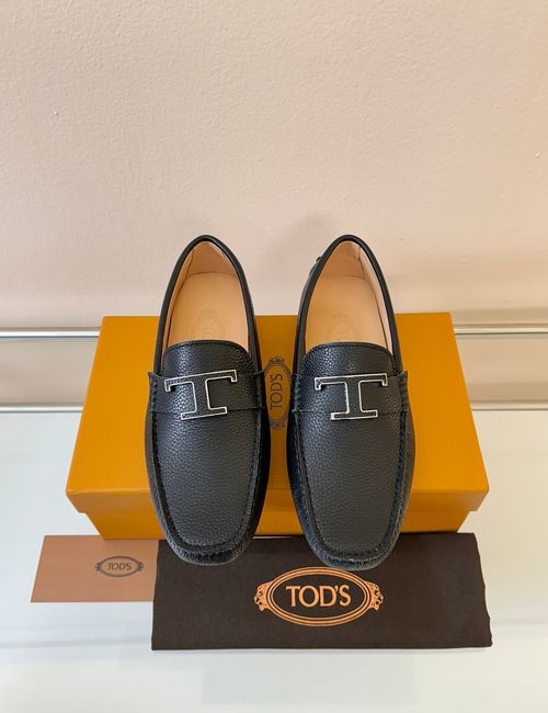 Tods Litchi Grain Suede Leather Loafers