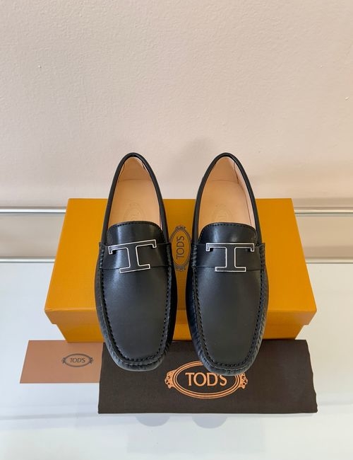 Tods Litchi Grain Suede Leather Loafers