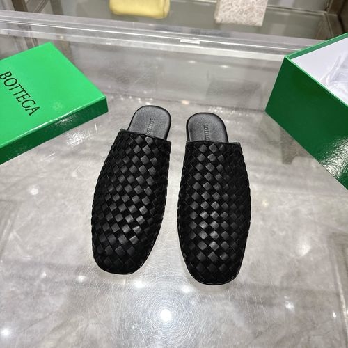 Bottega Veneta BV Hand-Woven Square-Toe Flat Slippers