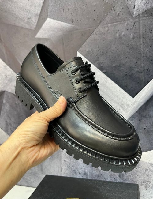 Prada Enamel Logo Leather Loafers