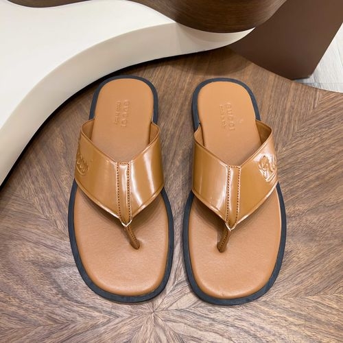 Gucci Embossed Leather Slippers, Classic Style