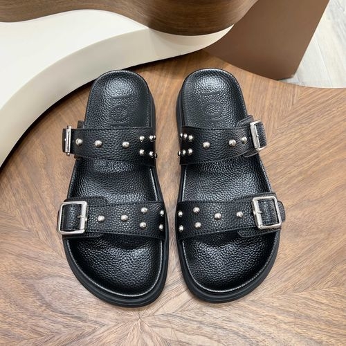 Loewe Rivet Double Strap Platform Slides
