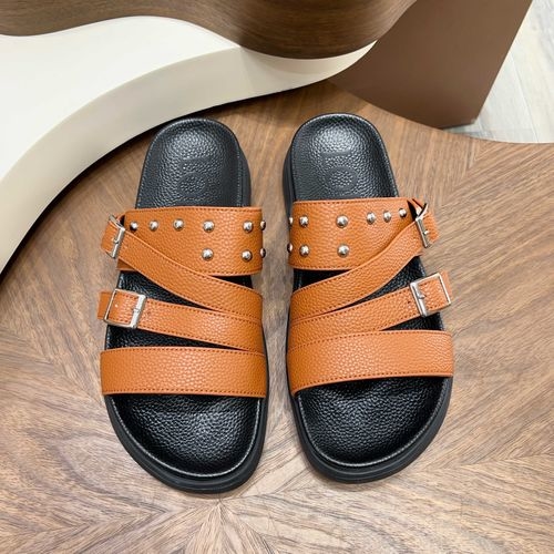Loewe Rivet Double Strap Platform Slides