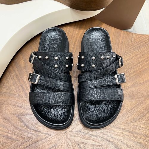 Loewe Rivet Double Strap Platform Slides
