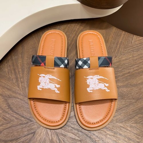 Burberry Cross-strap Slides With Leather TB Logo