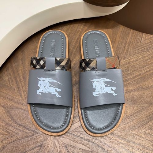 Burberry Cross-strap Slides With Leather TB Logo