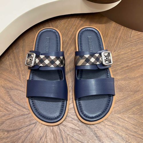 Burberry Cross-strap Slides With Leather TB Logo