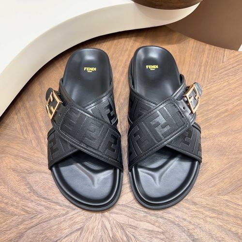 Fendi Embossed Buckle Non-slip Slides