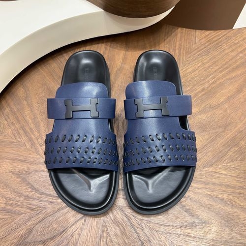 Hermes H Buckle Leather Casual Slides