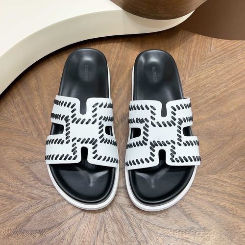 Hermes H Buckle Leather Casual Slides