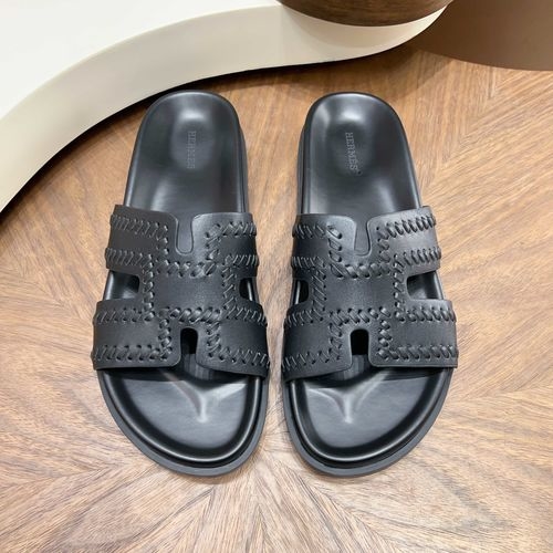 Hermes H Buckle Leather Casual Slides