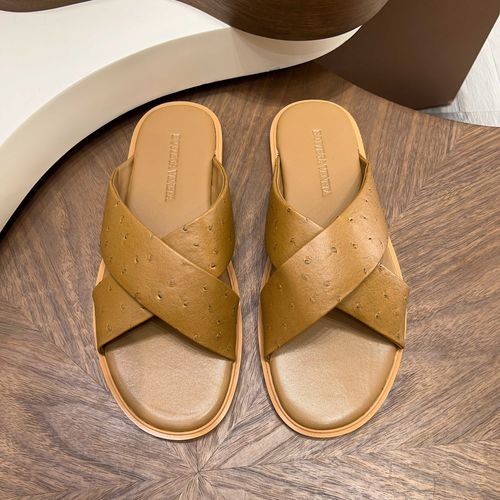 Bottega Veneta BV Ostrich Pattern Cowhide Slide Slippers Non-slip Sole