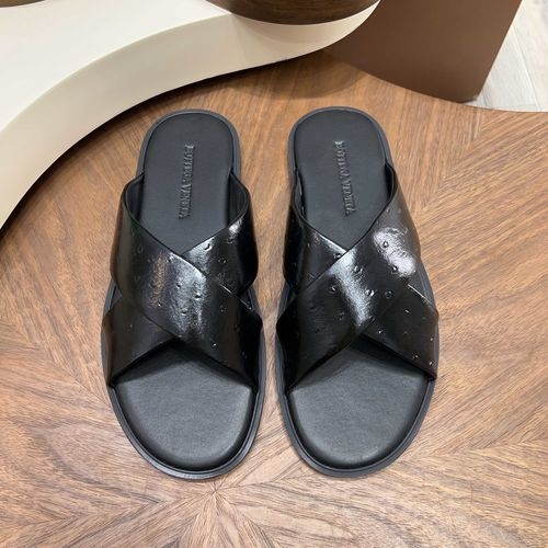 Bottega Veneta BV Ostrich Pattern Cowhide Slide Slippers Non-slip Sole