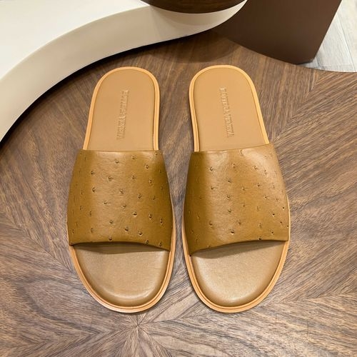 Bottega Veneta BV Ostrich Pattern Cowhide Slide Slippers Non-slip Sole