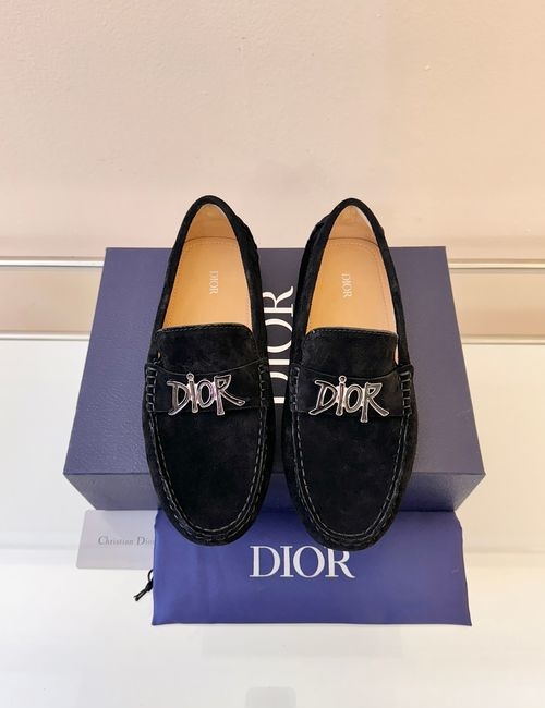Tods Litchi Grain Suede Leather Loafers