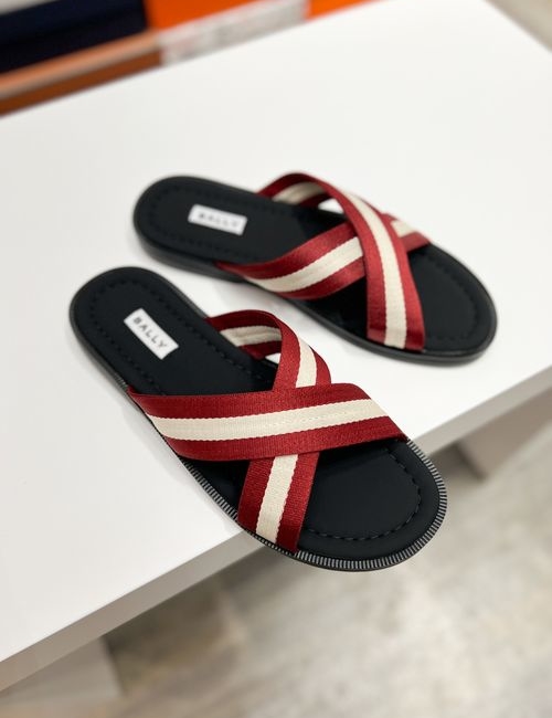 Bally Cowhide Webbing Slides Super Comfort