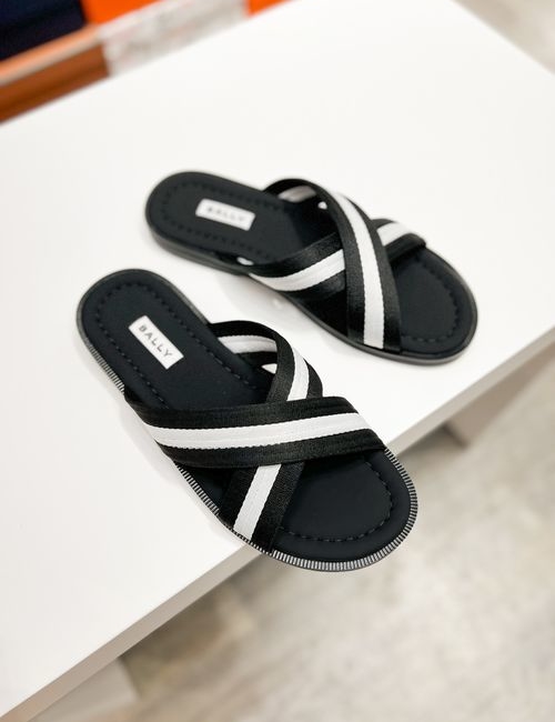 Bally Cowhide Webbing Slides Super Comfort