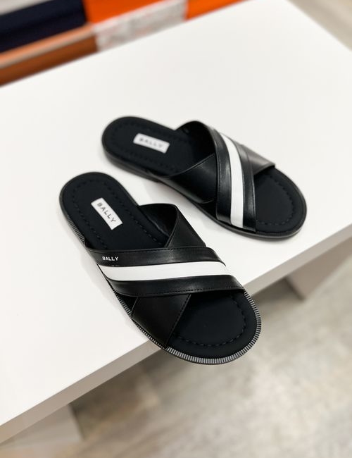 Bally Cowhide Webbing Slides Super Comfort