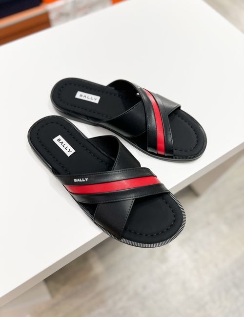 Bally Cowhide Webbing Slides Super Comfort