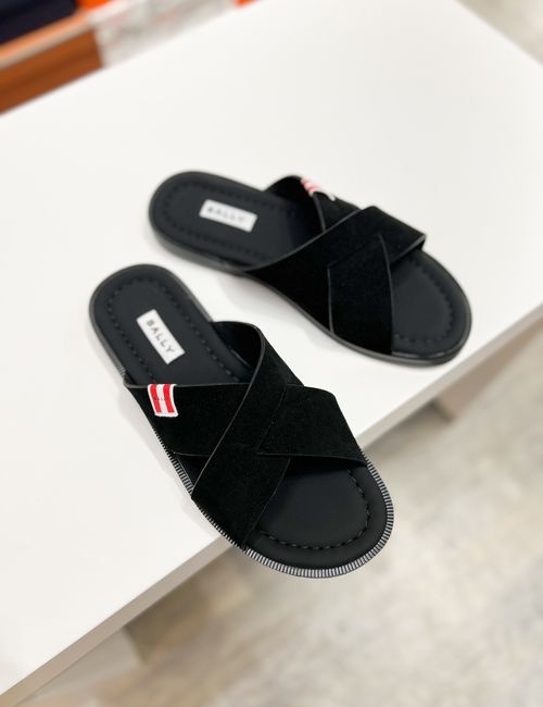 Bally Cowhide Webbing Slides Super Comfort