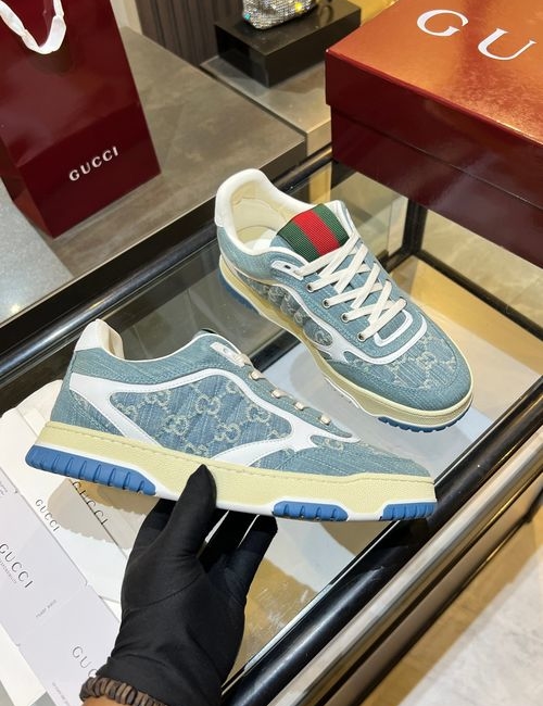 Gucci Vintage Distressed Cowhide Sneakers