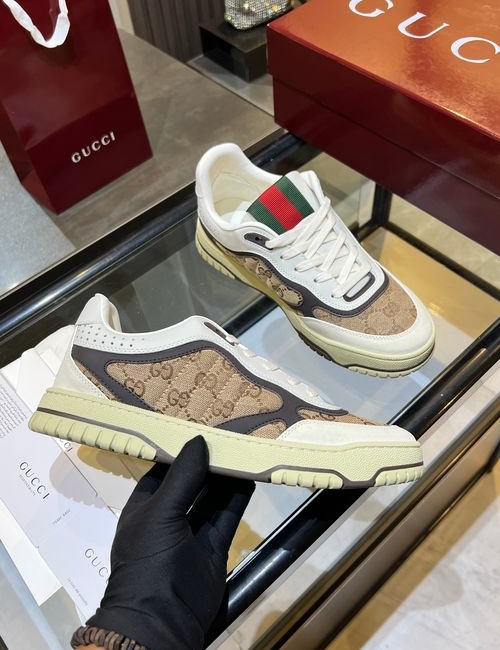Gucci Vintage Distressed Cowhide Sneakers