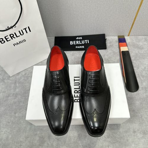 Berluti Brogue Carved Patina Dress Shoes