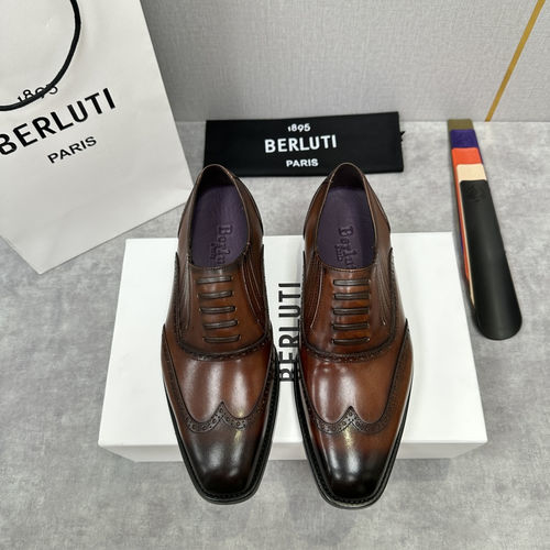 Berluti Brogue Carved Patina Dress Shoes