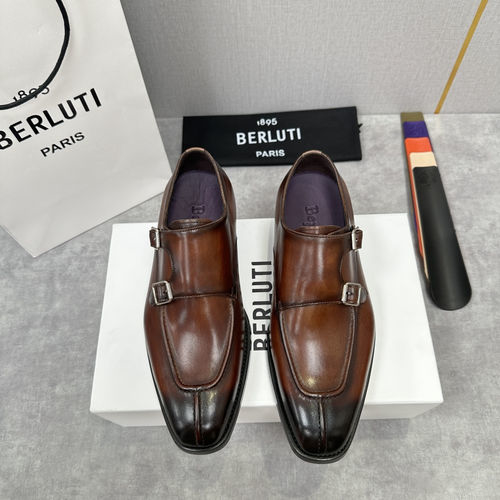 Berluti Buckle Slip-On Patina Dress Shoes