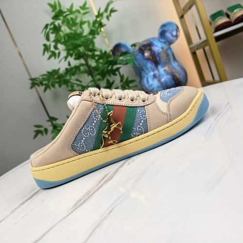Gucci Rhinestone Embellished Casual Distressed Mules Brushed Cowhide Upper