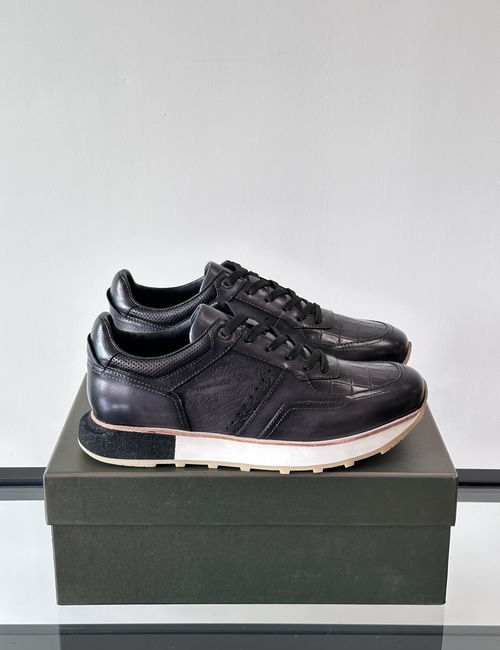 Berluti Stitched Leather Casual Sneakers With Rubber Sole