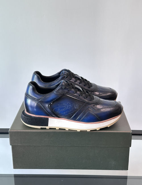 Berluti Stitched Leather Casual Sneakers With Rubber Sole