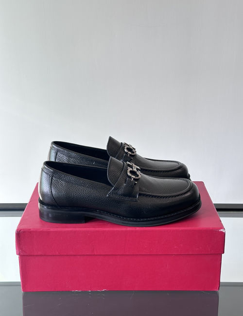 Ferragamo Genuine Leather Dress Shoes With Rubber Soles