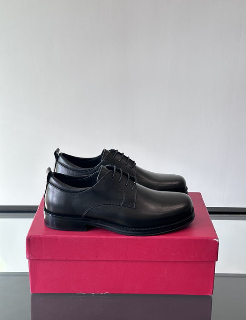 Ferragamo Genuine Leather Dress Shoes With Rubber Soles