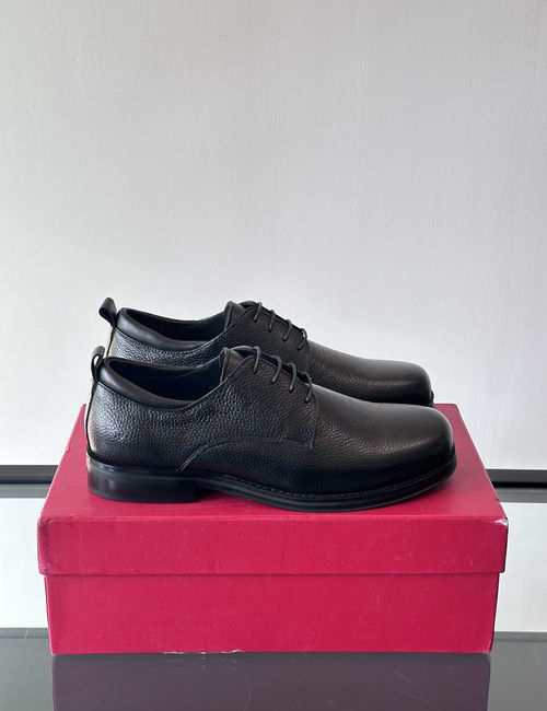Ferragamo Genuine Leather Dress Shoes With Rubber Soles