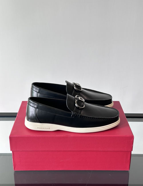 Ferragamo Driving Loafers Imported Calfskin Non-slip Sole