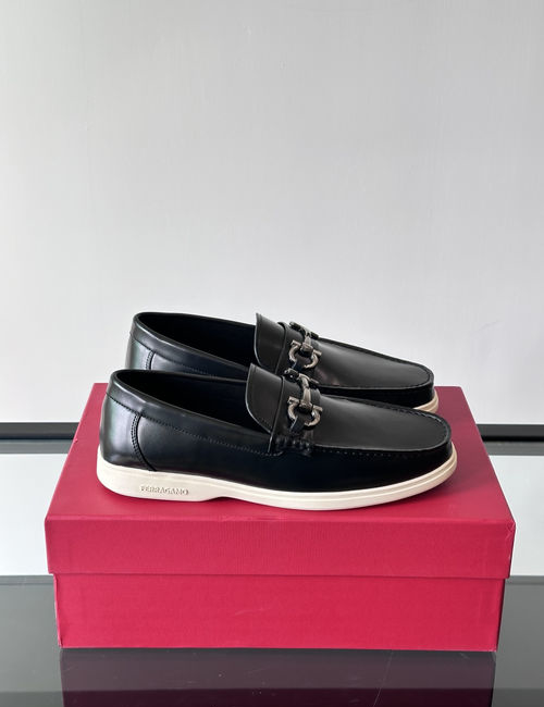 Ferragamo Driving Loafers Imported Calfskin Non-slip Sole