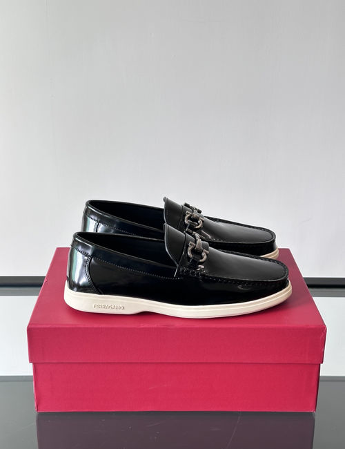Ferragamo Driving Loafers Imported Calfskin Non-slip Sole