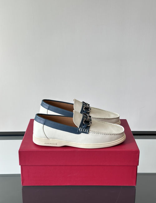 Ferragamo Driving Loafers Imported Calfskin Non-slip Sole