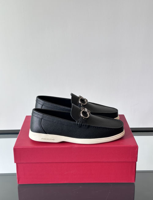 Ferragamo Driving Loafers Imported Calfskin Non-slip Sole