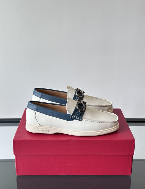 Ferragamo Driving Loafers Imported Calfskin Non-slip Sole