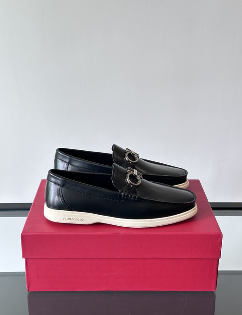Ferragamo Driving Loafers Imported Calfskin Non-slip Sole