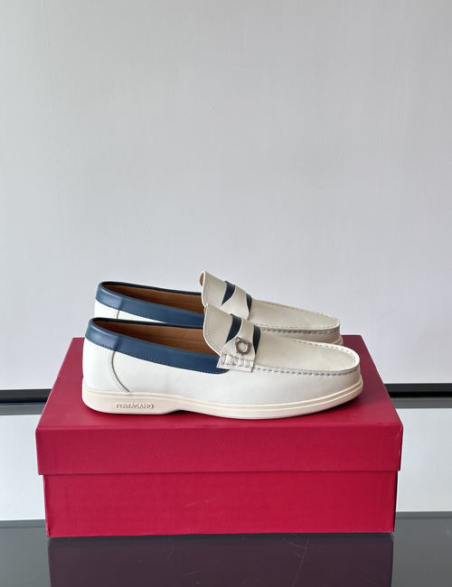 Ferragamo Driving Loafers Imported Calfskin Non-slip Sole