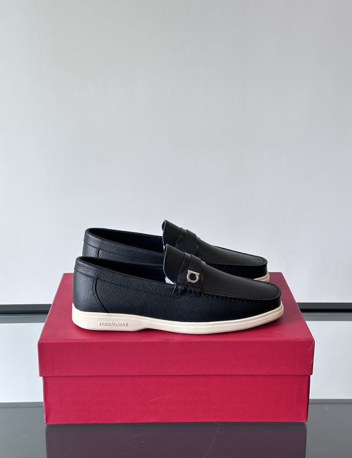 Ferragamo Driving Loafers Imported Calfskin Non-slip Sole