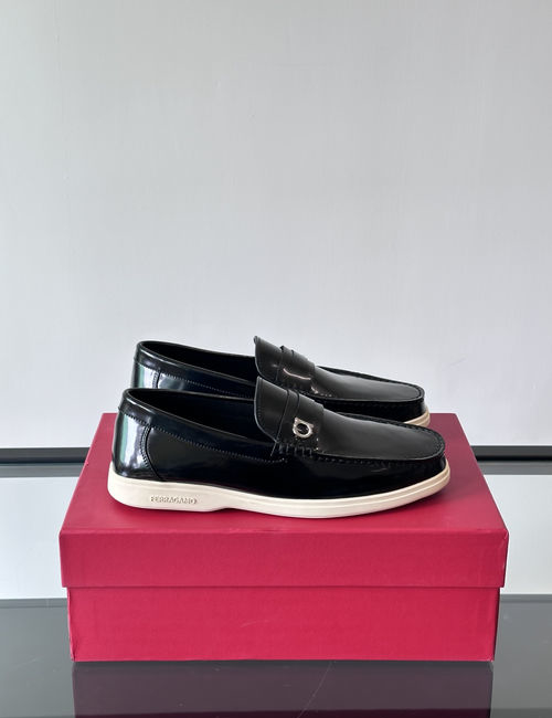 Ferragamo Driving Loafers Imported Calfskin Non-slip Sole