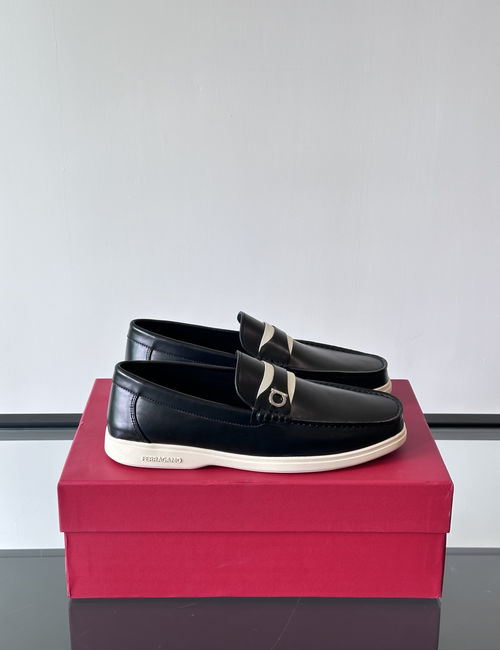 Ferragamo Driving Loafers Imported Calfskin Non-slip Sole
