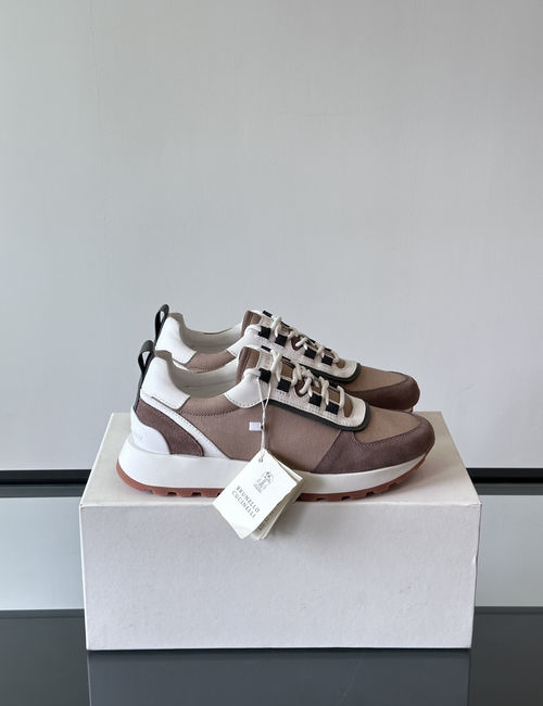 Brunello Cucinelli BC Suede Leather Color-block Sneakers With TPU Sole
