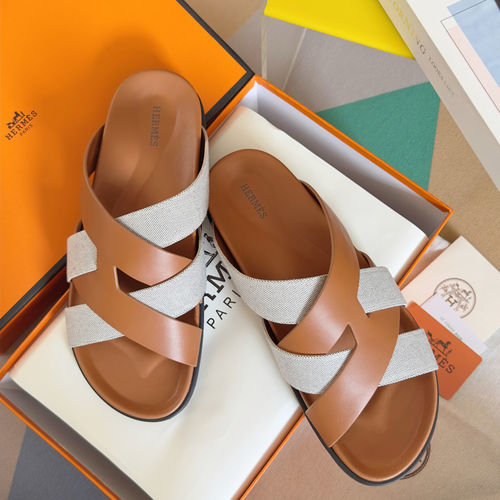 Hermes Kazimir Woven Strap Platform Sandals
