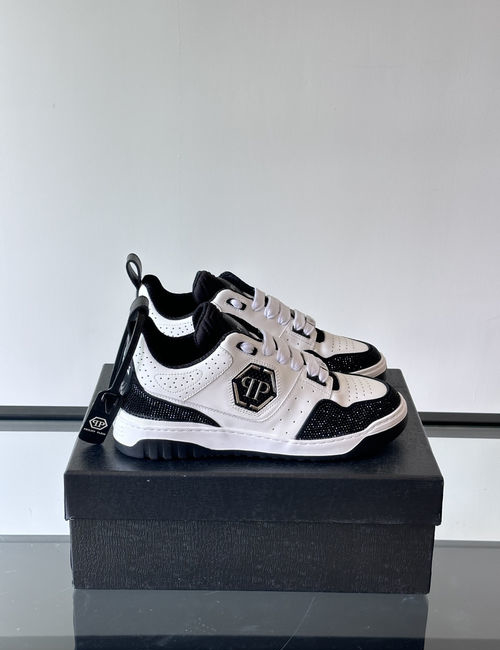 Philipp Plein Rhinestone Leather Low-top Casual Shoes